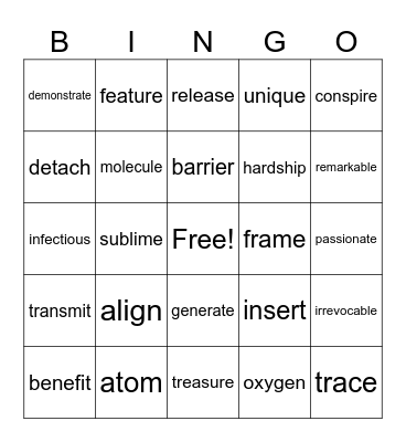 LIFT 2 unit 6 Bingo Card