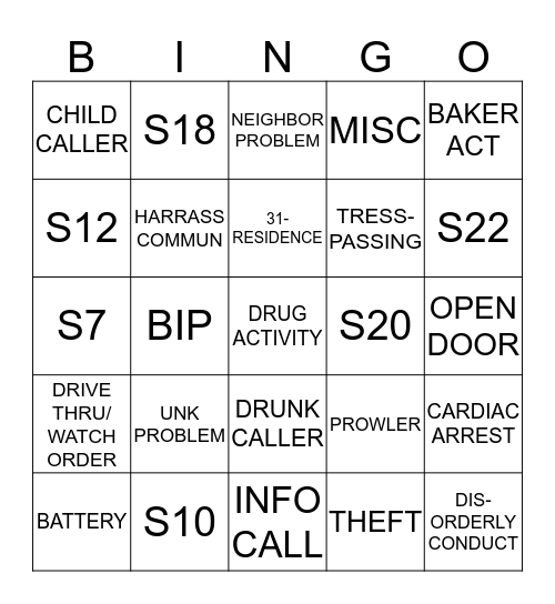 Dispatcher Bingo  October - November Bingo Card