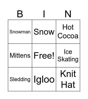 Winter Bingo Card