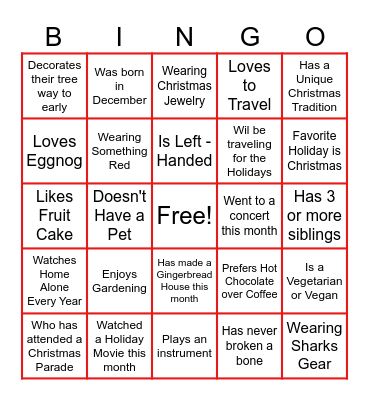 SVTC Holiday Gathering Bingo Card