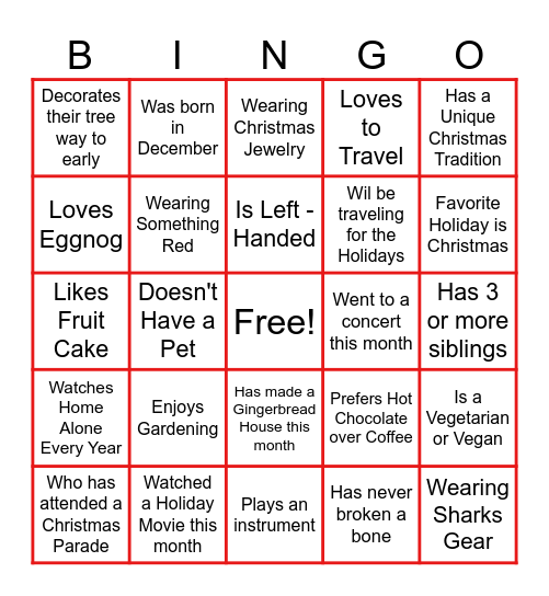 SVTC Holiday Gathering Bingo Card