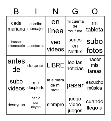 Tecnología Bingo Card