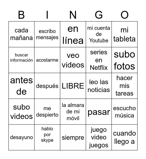 Tecnología Bingo Card