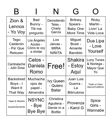 Ponte Vivo Music Bingo Card