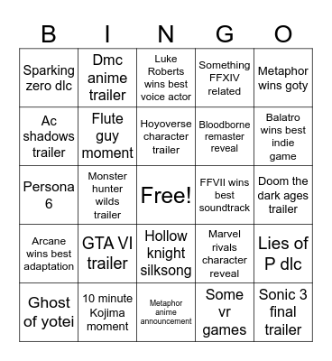 Untitled Bingo Card