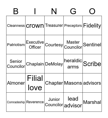 DeMolay  Bingo Card