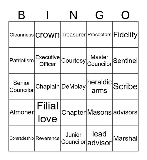 DeMolay  Bingo Card