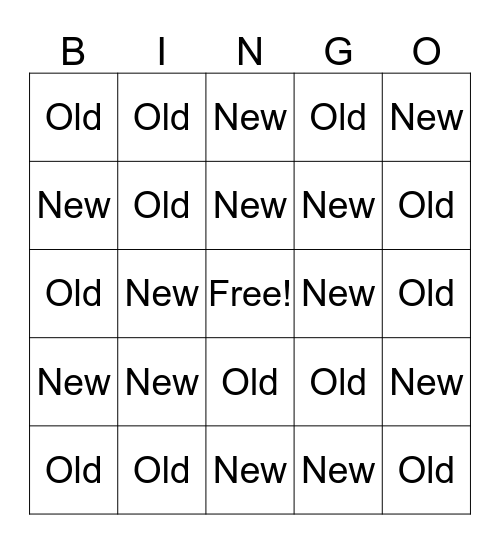New or Old Testament? Bingo Card