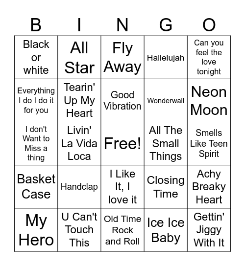 Music Bingo Card