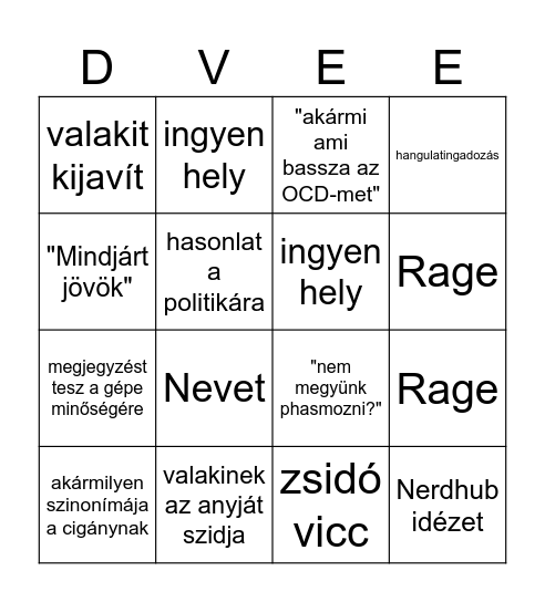 Davee bingo Card