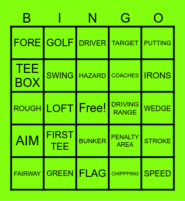 FIRST TEE MONTEREY COUNTY BINGO Card