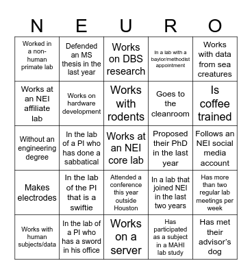 Someone who... Bingo Card