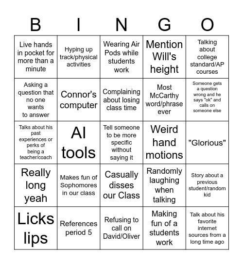 WHH Bingo Card