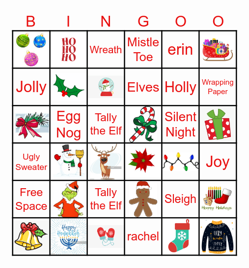 Holiday Icon Bingo Card