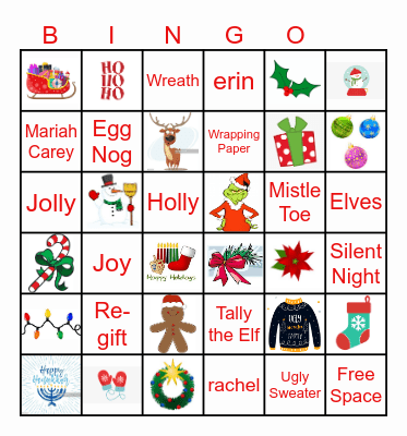 Holiday Icon Bingo Card