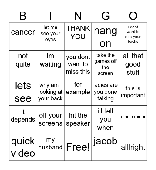 Untitled Bingo Card