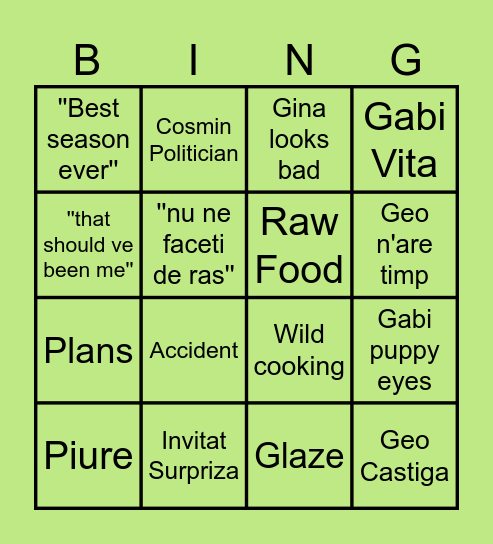BINGO FINALA! Bingo Card
