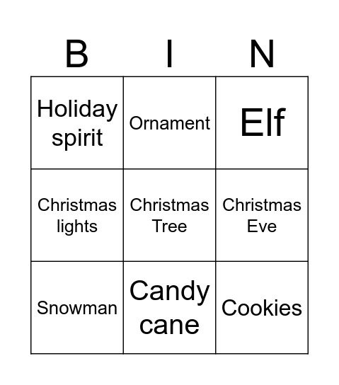 Christmas Bingo Card