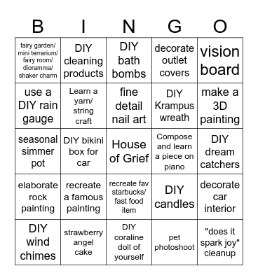 my 2025 craft card Bingo Card