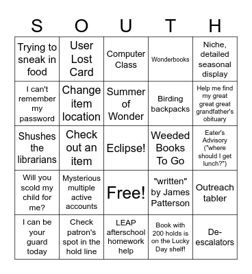 Library Bingo Card