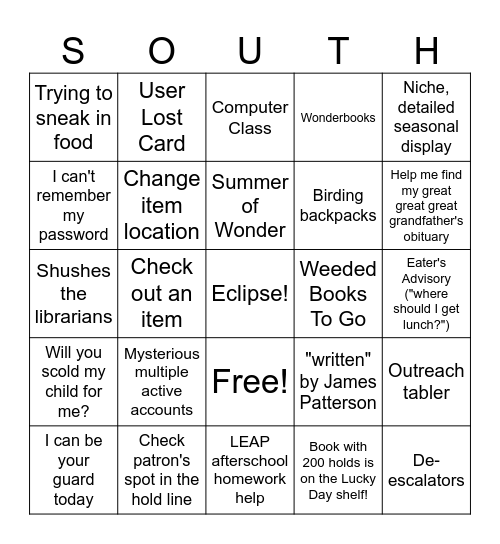 Library Bingo Card