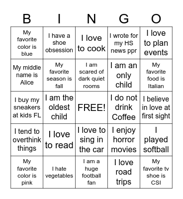 Team Building Bingo Card