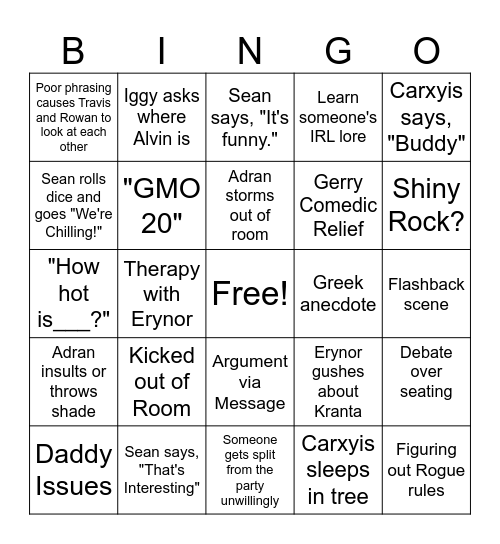 Price of Peace Bingo Card