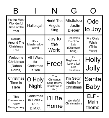 Christmas Hits! Bingo Card