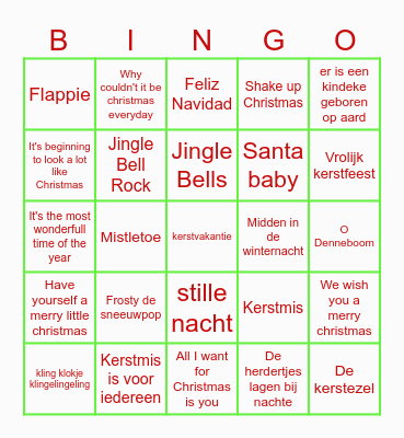 PeGeWaHa-kerst muziek BINGO Card