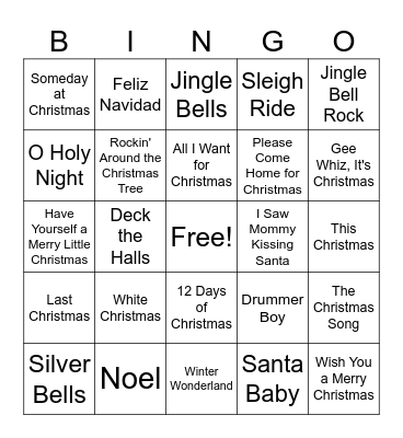 Christmas Music Bingo Card