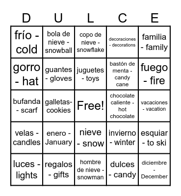 El Invierno Bingo Card
