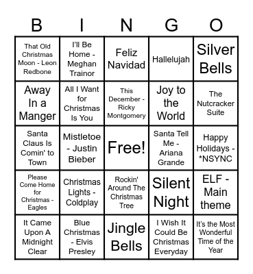 Christmas Hits! Bingo Card
