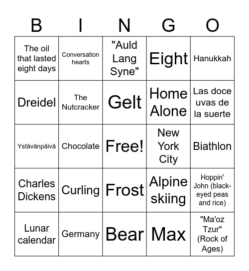 Winter Luncheon Bingo Card