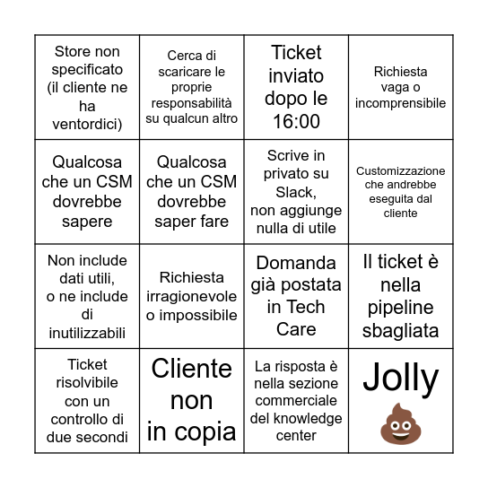 Il bingo del ticket di merda Bingo Card
