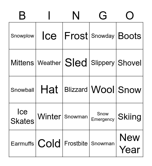 Winter Bingo Card