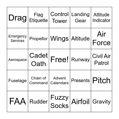 Civil Air Patrol Bingo Card