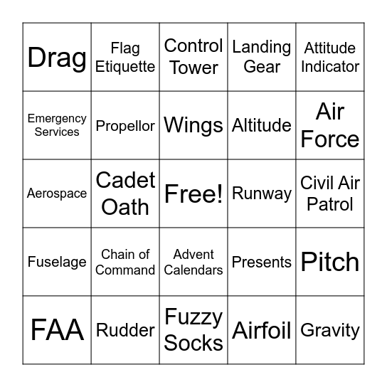 Civil Air Patrol Bingo Card