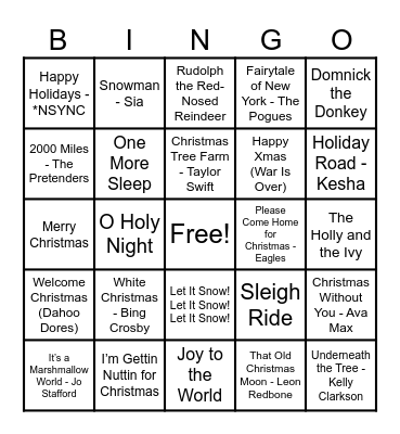 Christmas Hits! Bingo Card