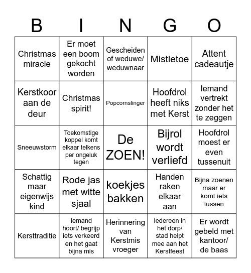 Kerstfilm Bingo! Bingo Card