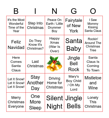 Christmas Song Bingo Card