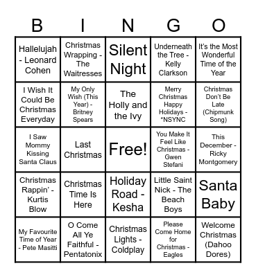 Christmas Hits! Bingo Card
