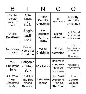 Kerstbingo Card