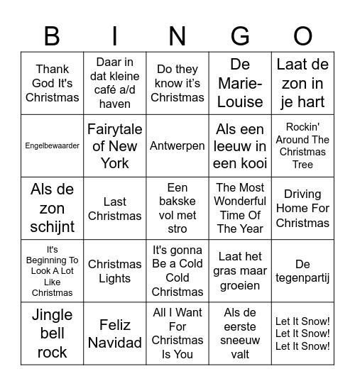 Kerstbingo 2025 Bingo Card