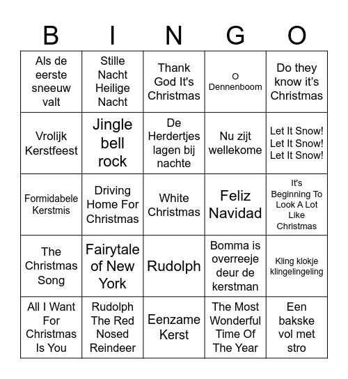 Kerstbingo Card