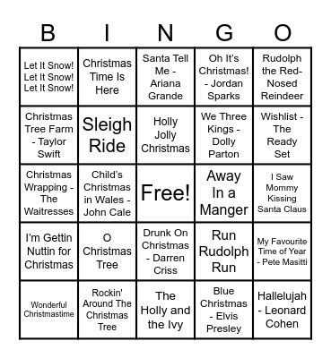 Christmas Hits! Bingo Card