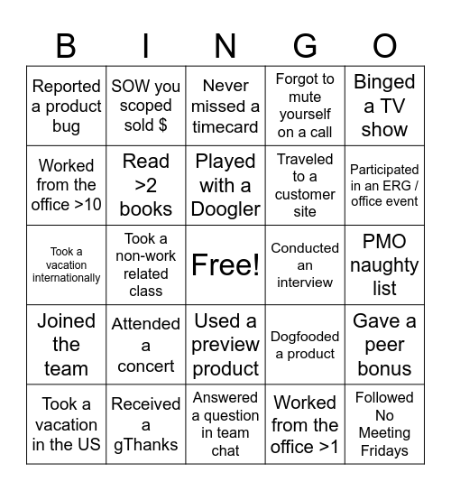Untitled Bingo Card