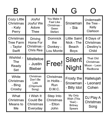Christmas Hits! Bingo Card
