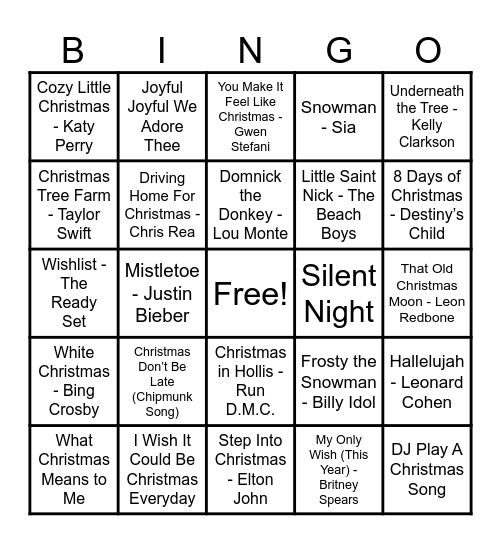 Christmas Hits! Bingo Card