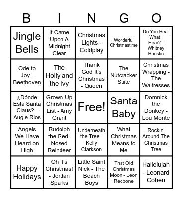 Christmas Hits! Bingo Card