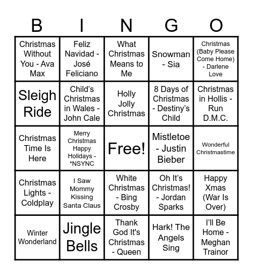 Christmas Hits! Bingo Card